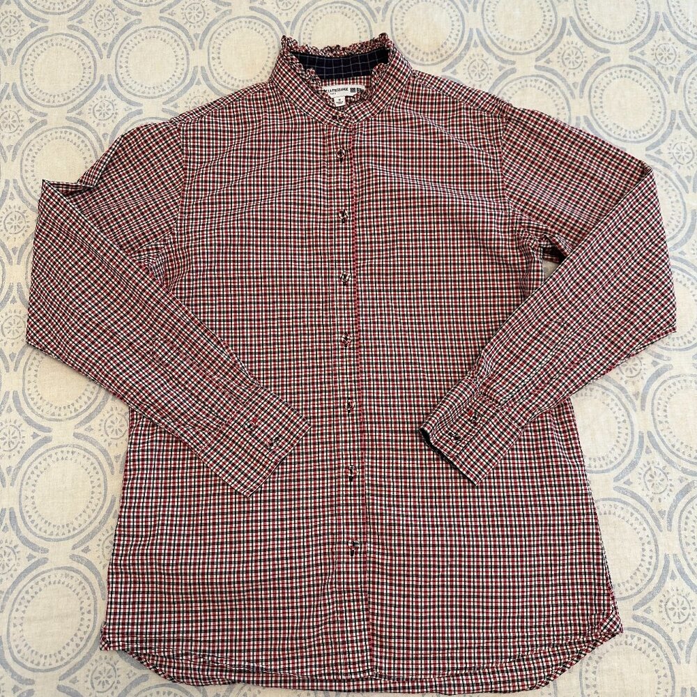 Inès de la Fressange x Uniqlo Cotton Frilled Stand Collar Long Sleeve Shirt